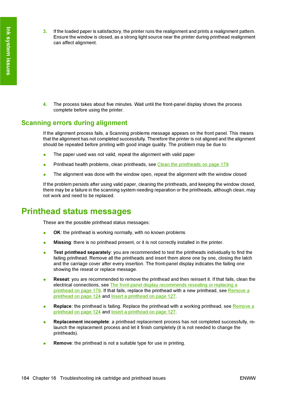 HP T1100 manual Printhead status messages, Scanning errors during alignment 