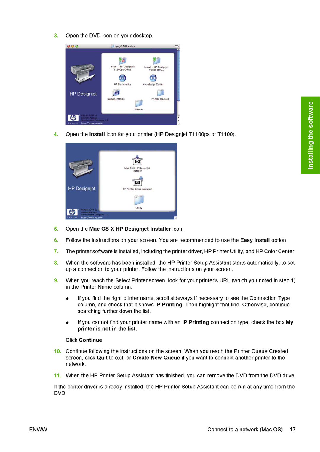 HP T1100 manual Installing the software 