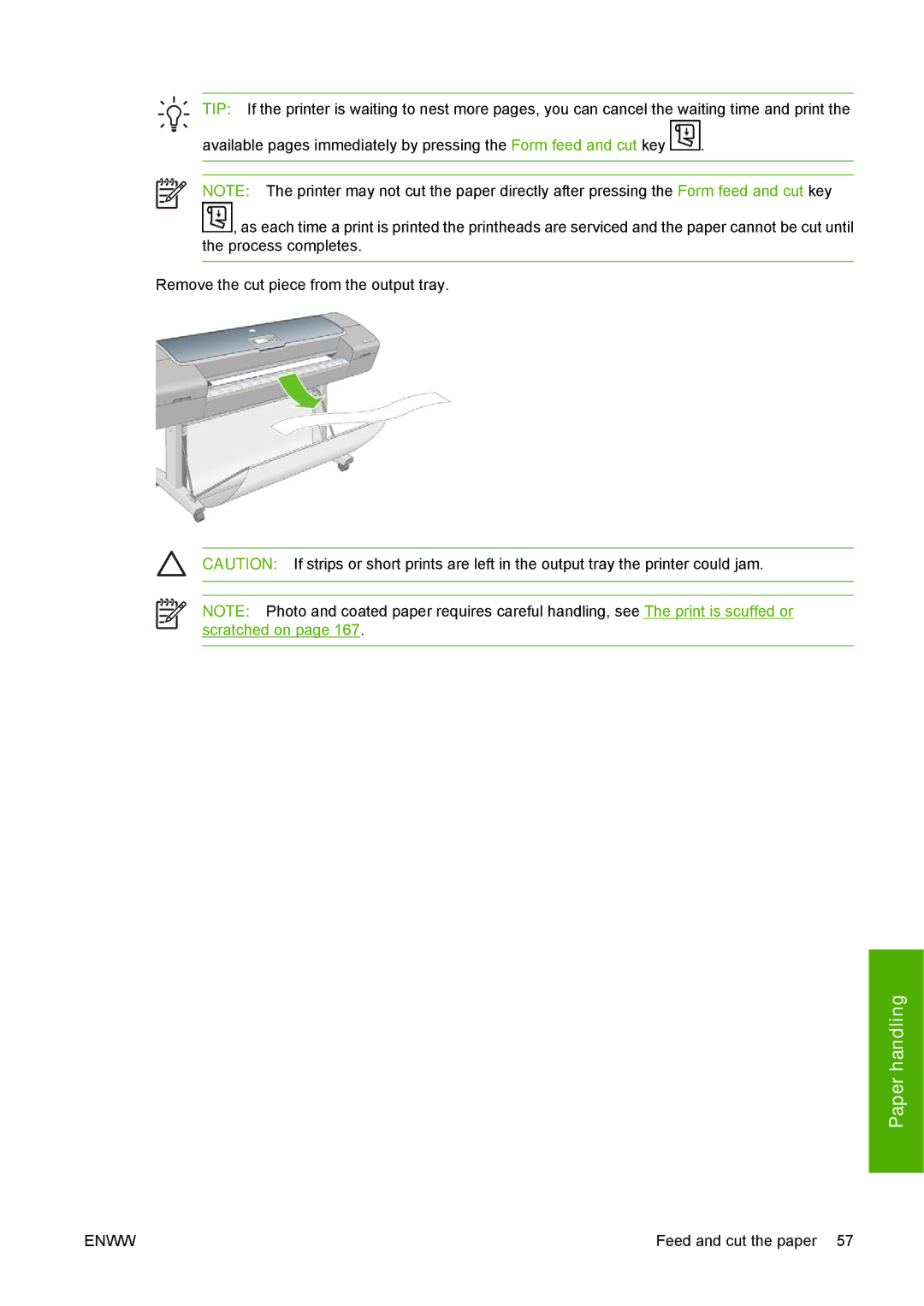 HP T1100 manual Feed and cut the paper 