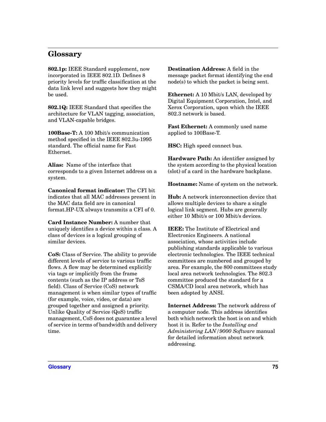 HP T1453-90001 manual Glossary 