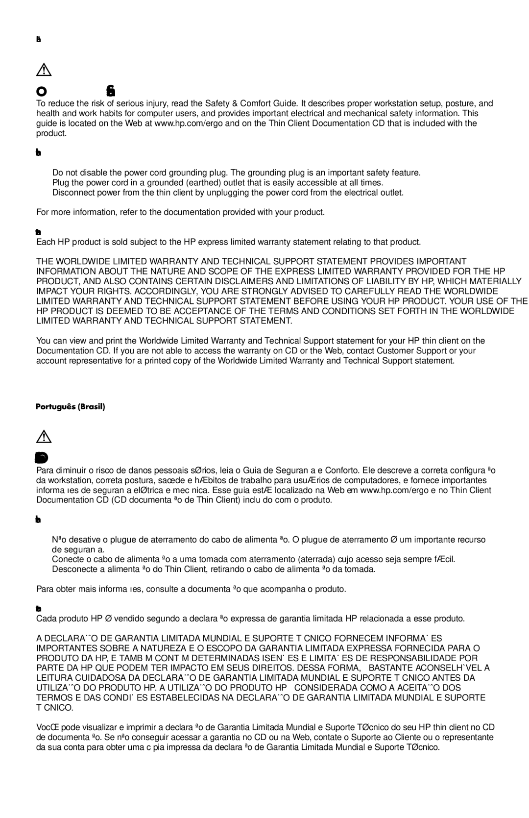 HP t150 manual Important Safety Information 