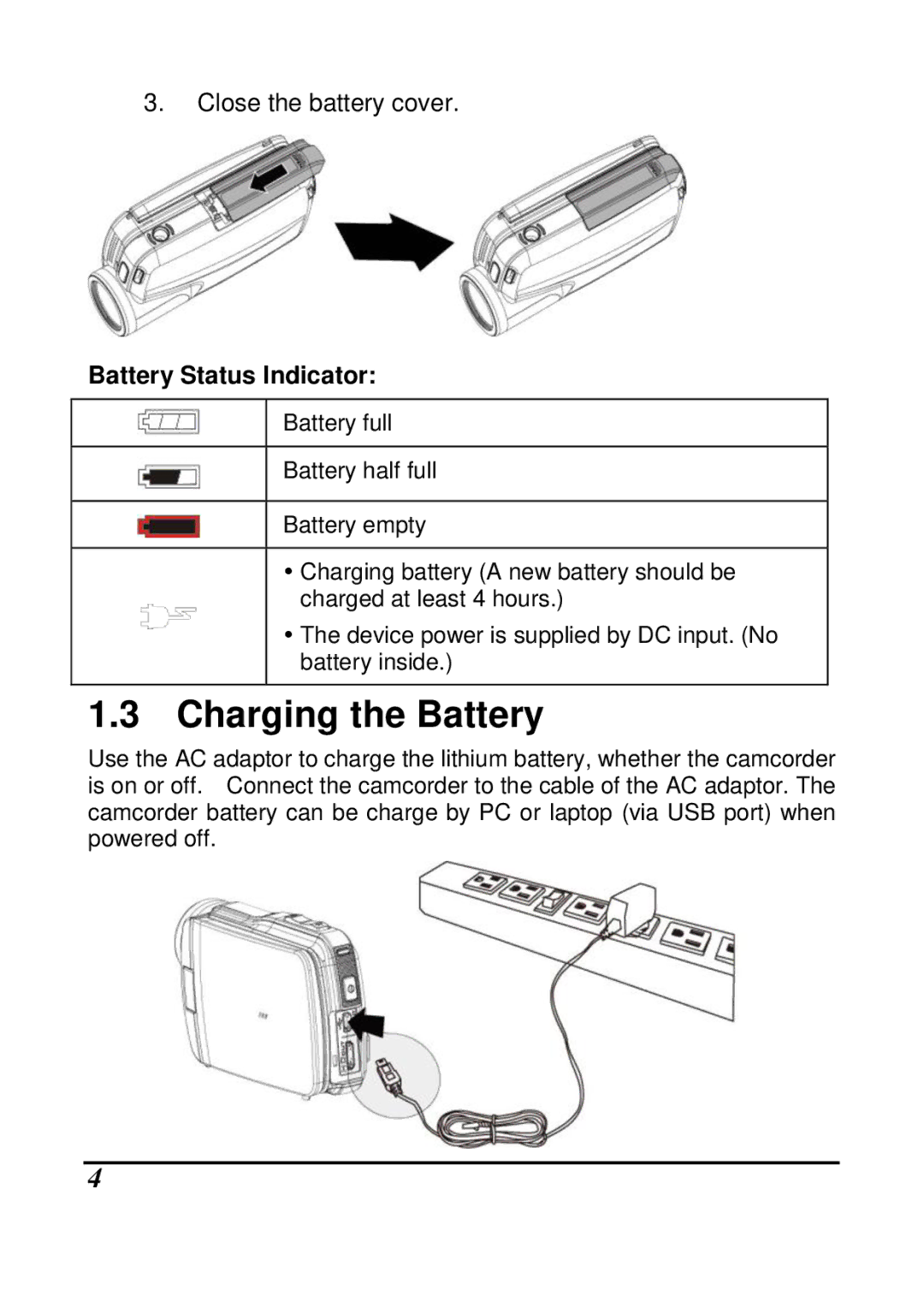 HP T250 manual Charging the Battery, Battery Status Indicator 