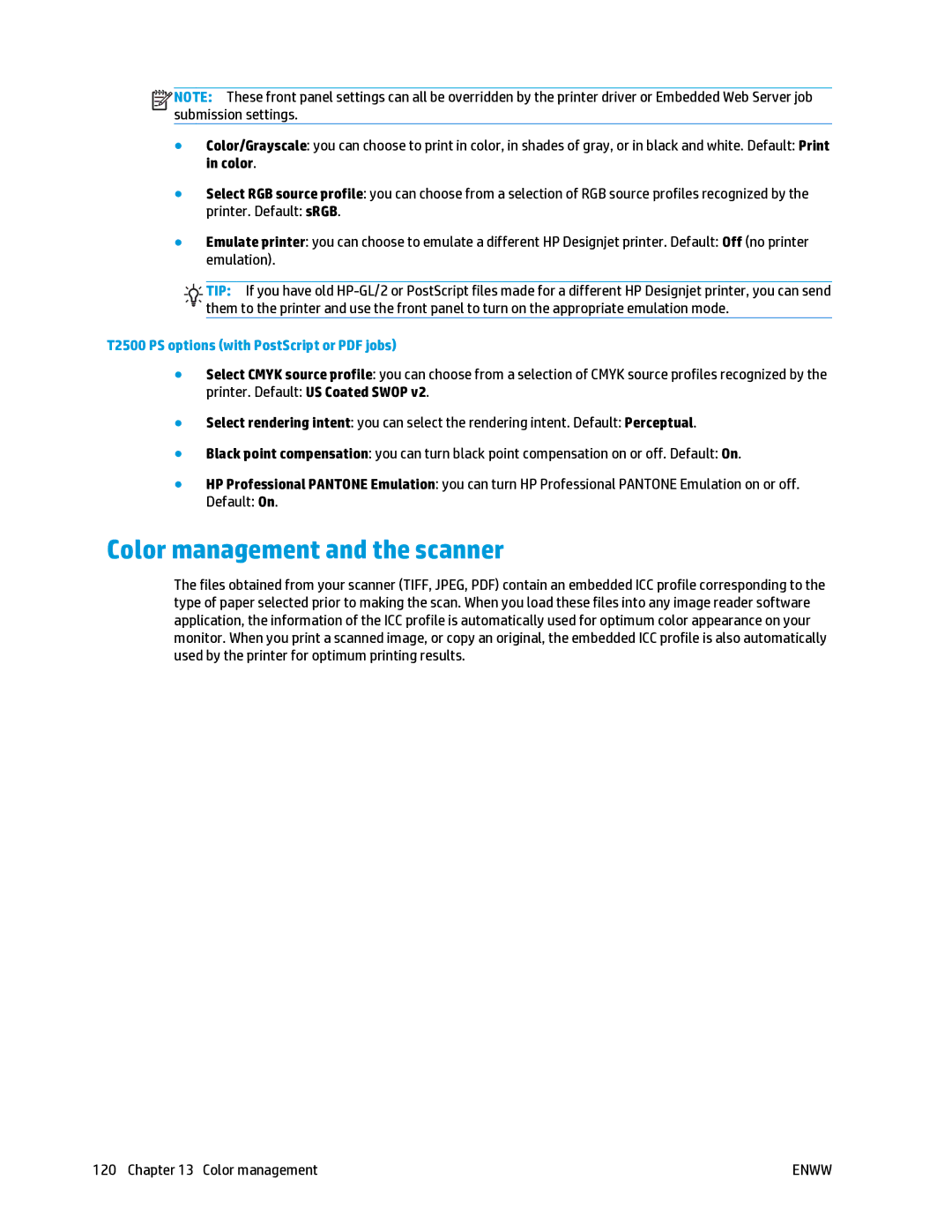 HP T2500 manual Color management and the scanner 