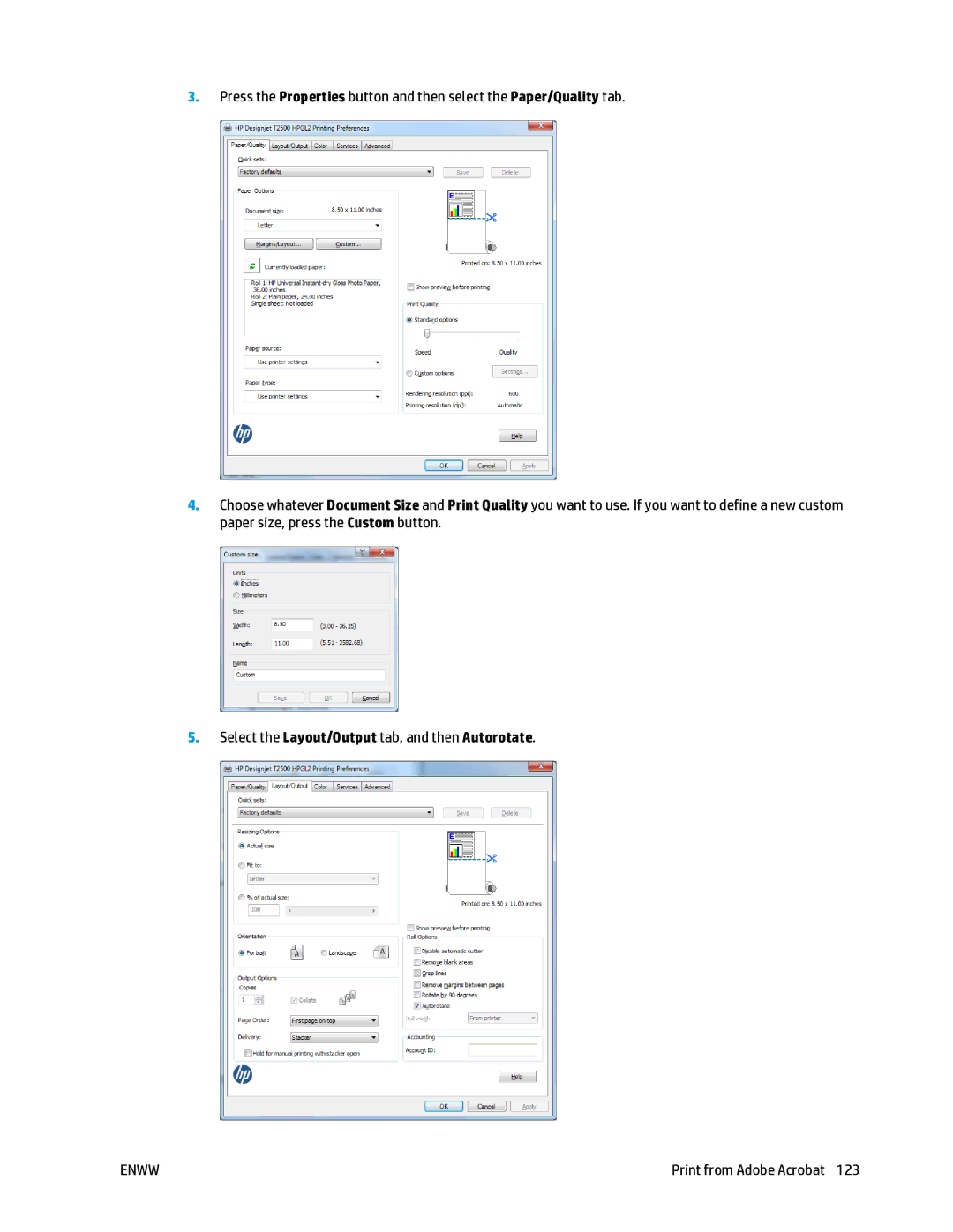 HP T2500 manual Print from Adobe Acrobat 