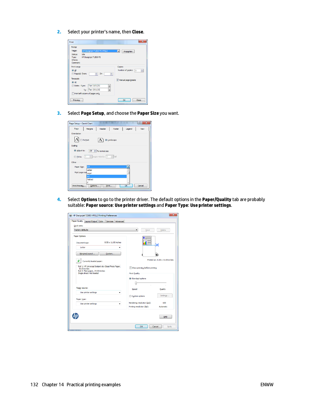 HP T2500 manual Practical printing examples 