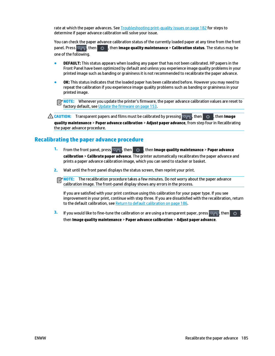 HP T2500 manual Recalibrating the paper advance procedure 