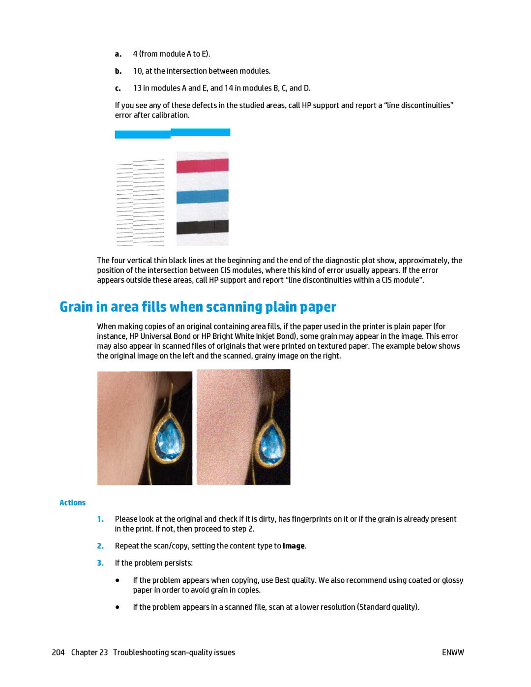 HP T2500 manual Grain in area fills when scanning plain paper 