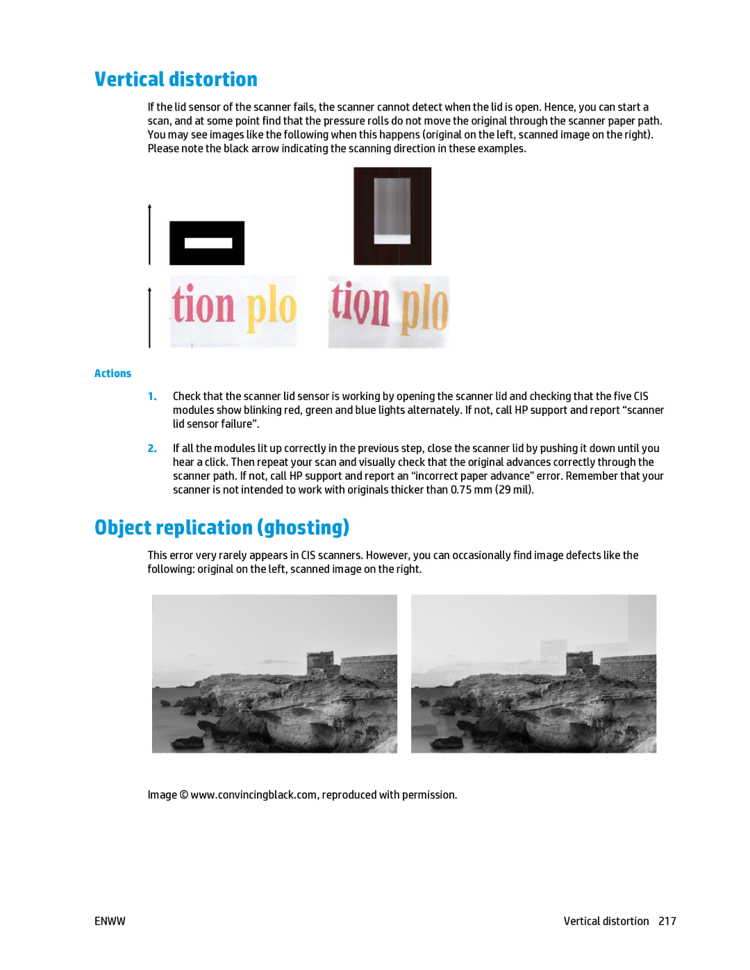 HP T2500 manual Vertical distortion, Object replication ghosting 