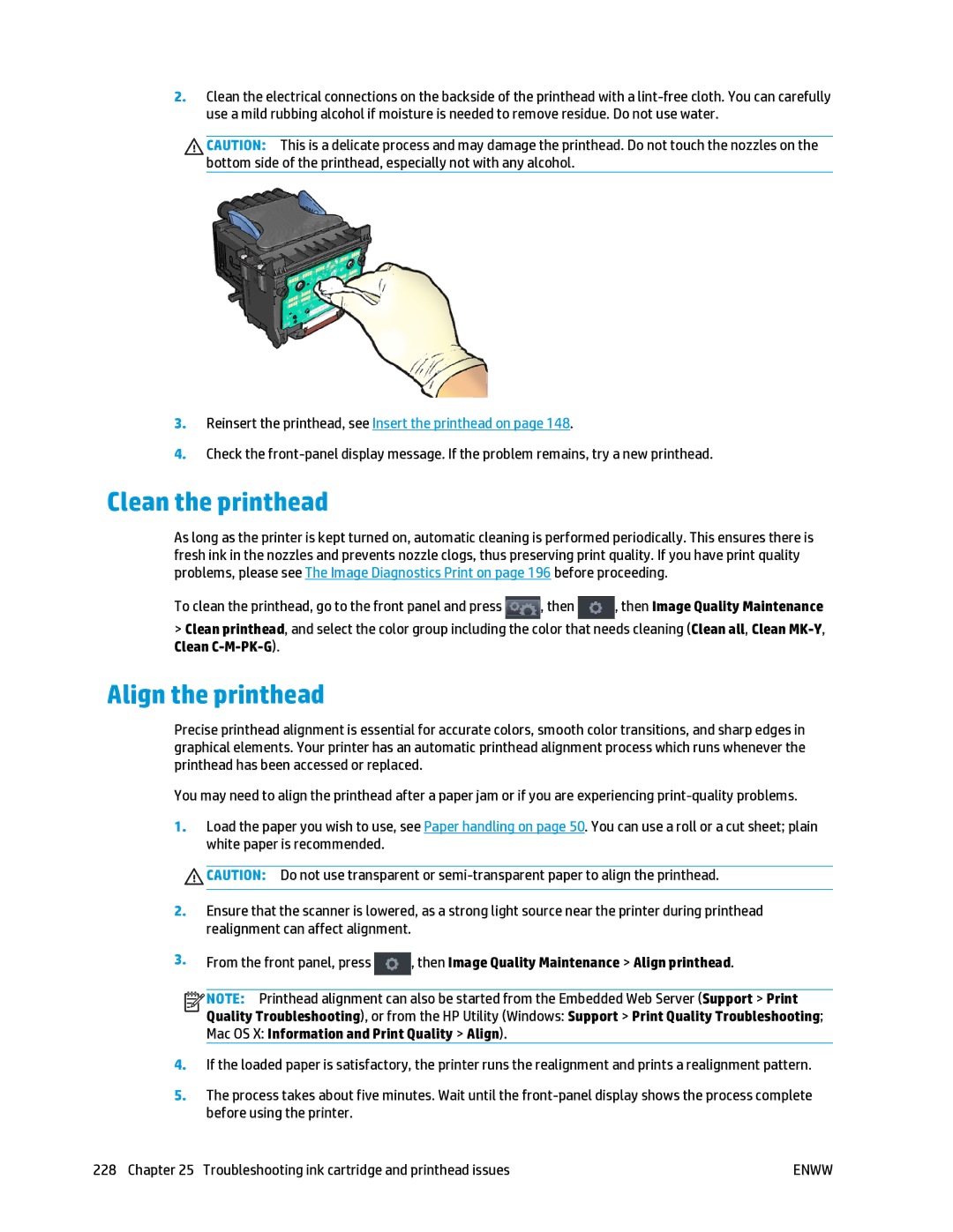 HP T2500 manual Clean the printhead, Align the printhead 