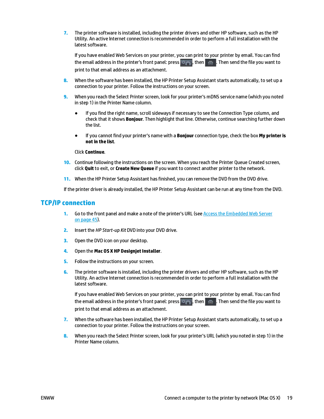 HP T2500 manual TCP/IP connection, Click Continue 