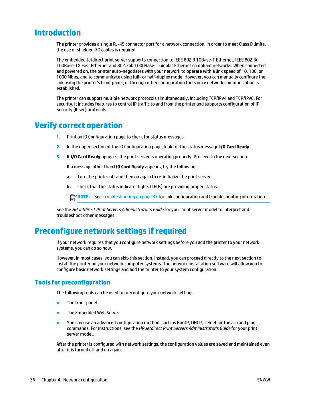 HP T2500 manual Verify correct operation, Preconfigure network settings if required, Tools for preconfiguration 