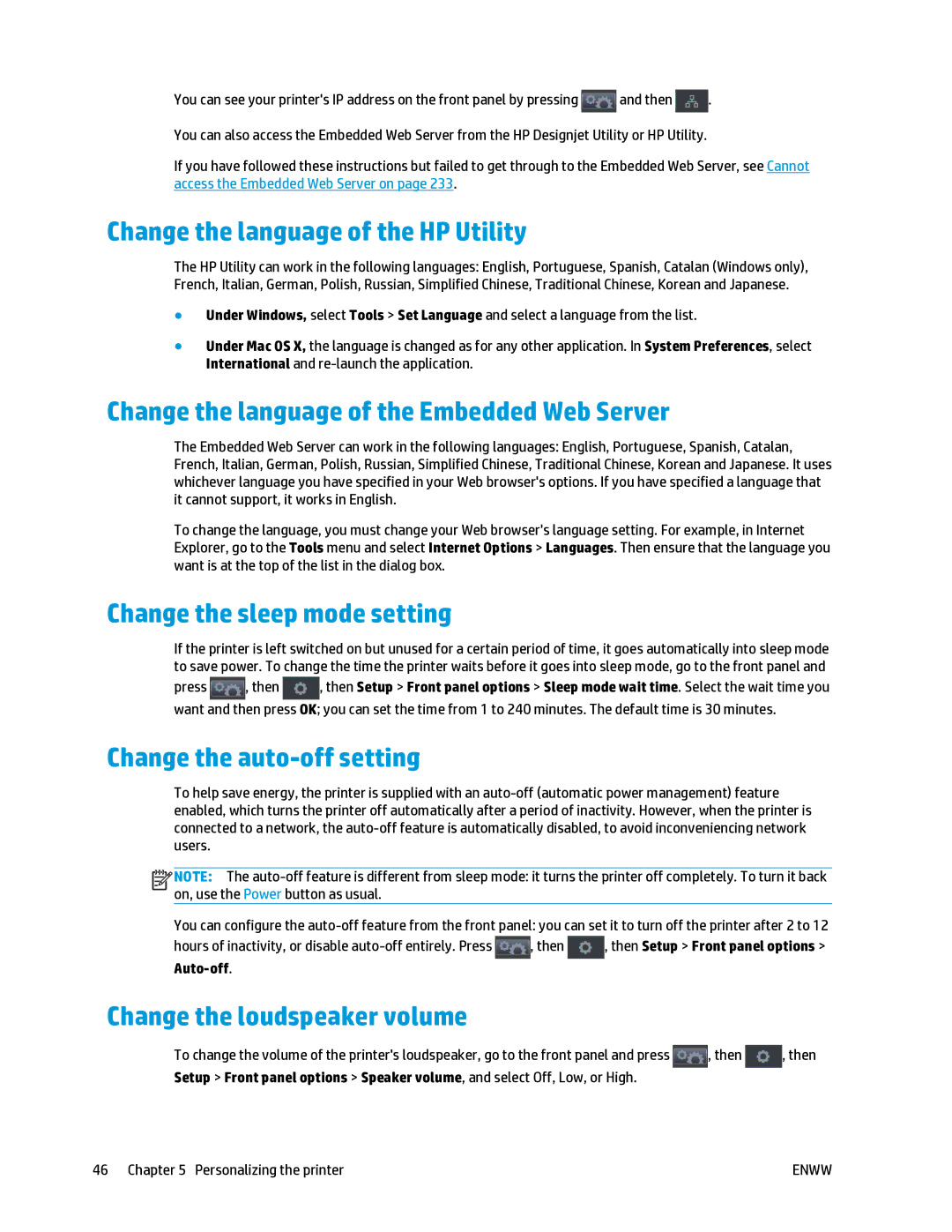 HP T2500 manual Change the language of the HP Utility, Change the language of the Embedded Web Server 