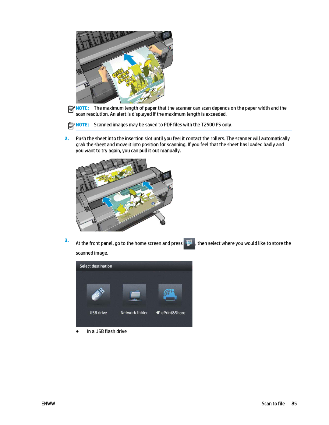 HP T2500 manual Scan to file 