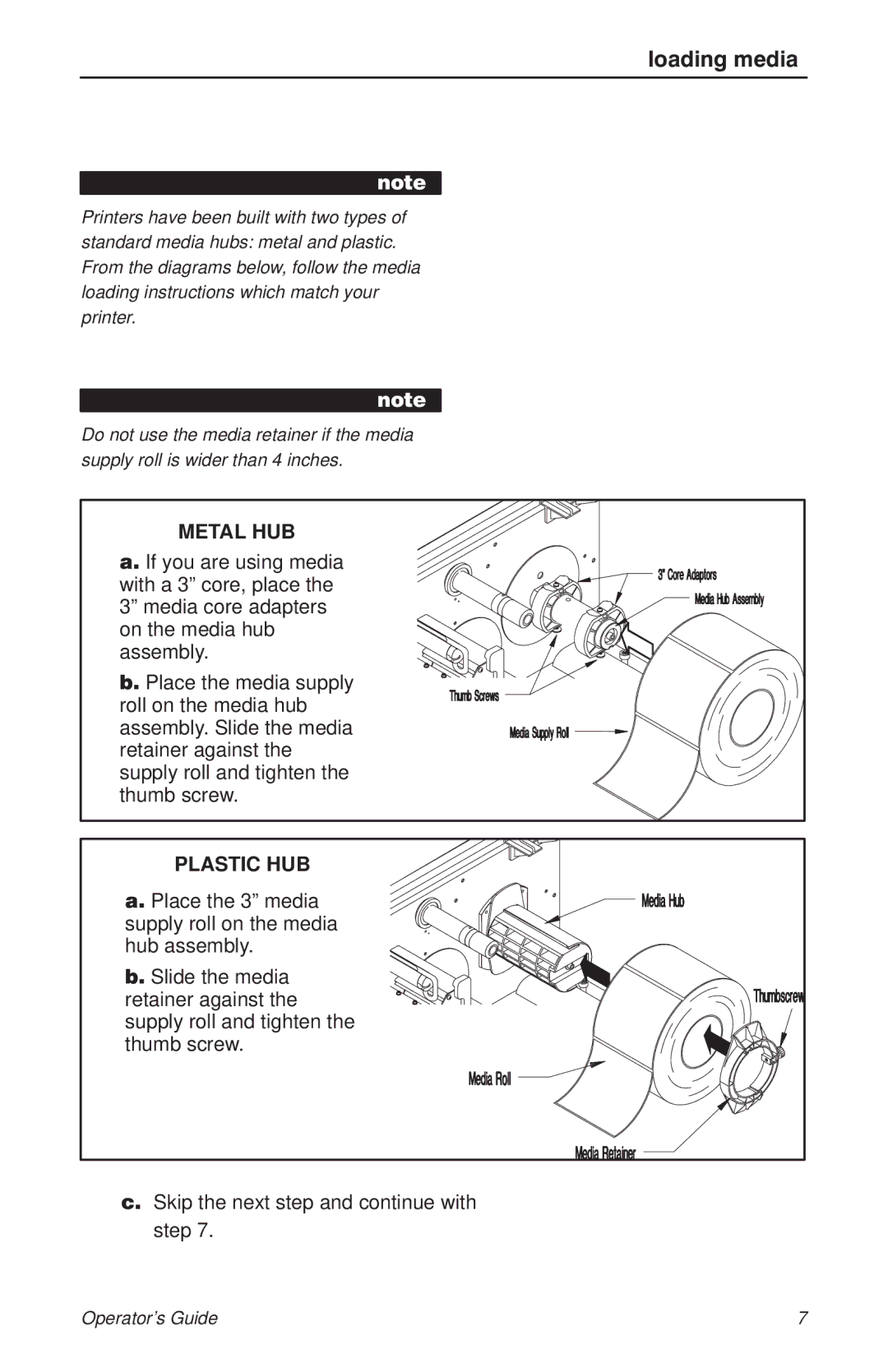 HP T3204 manual Loading media, Metal HUB 