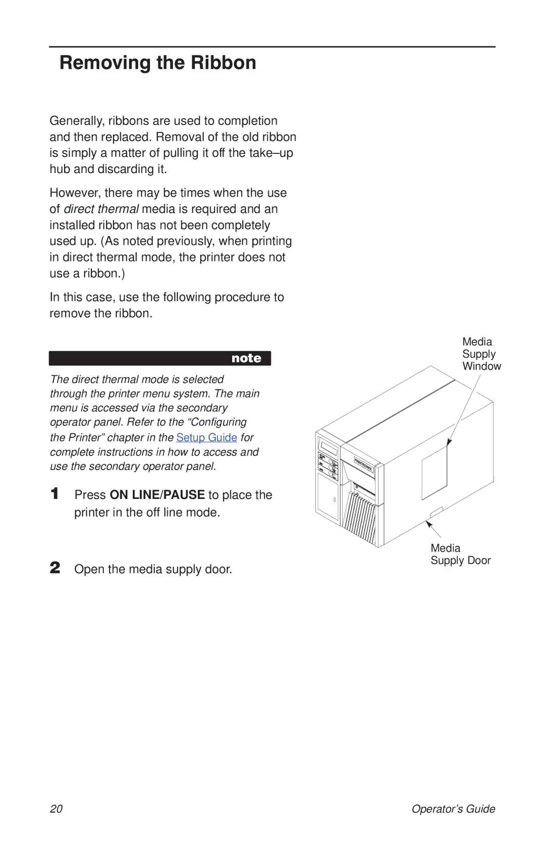 HP T3204 manual Removing the Ribbon 