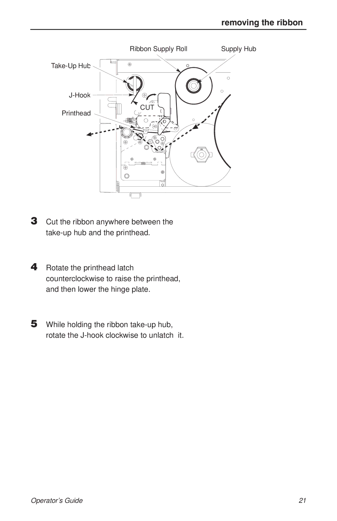 HP T3204 manual Removing the ribbon 