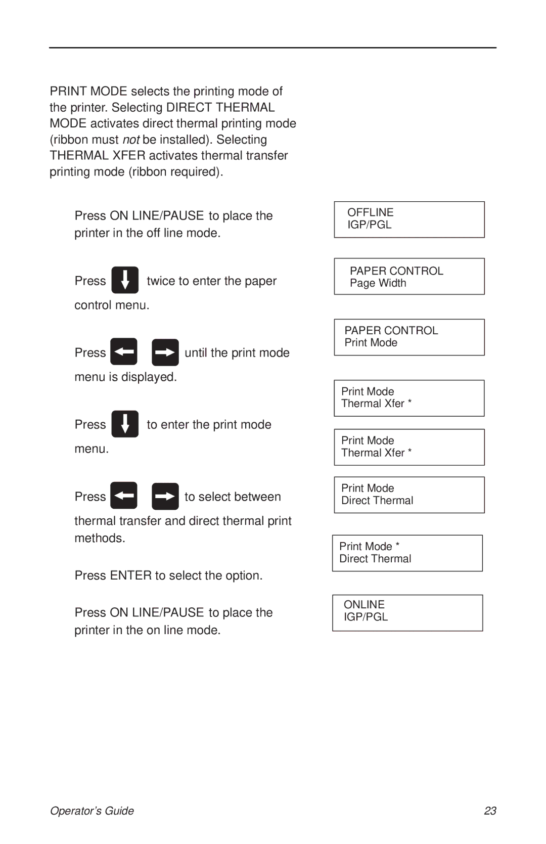 HP T3204 manual Selecting Print Mode 