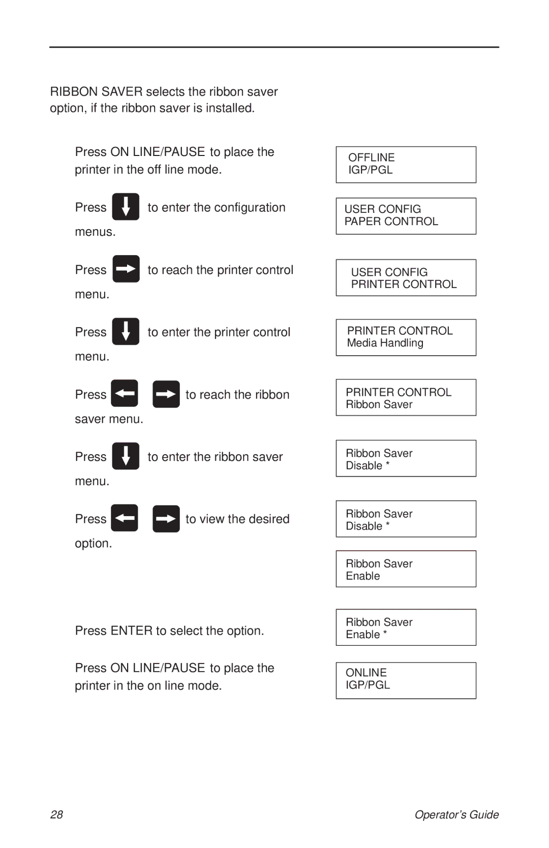 HP T3204 manual Selecting the Ribbon Saver 