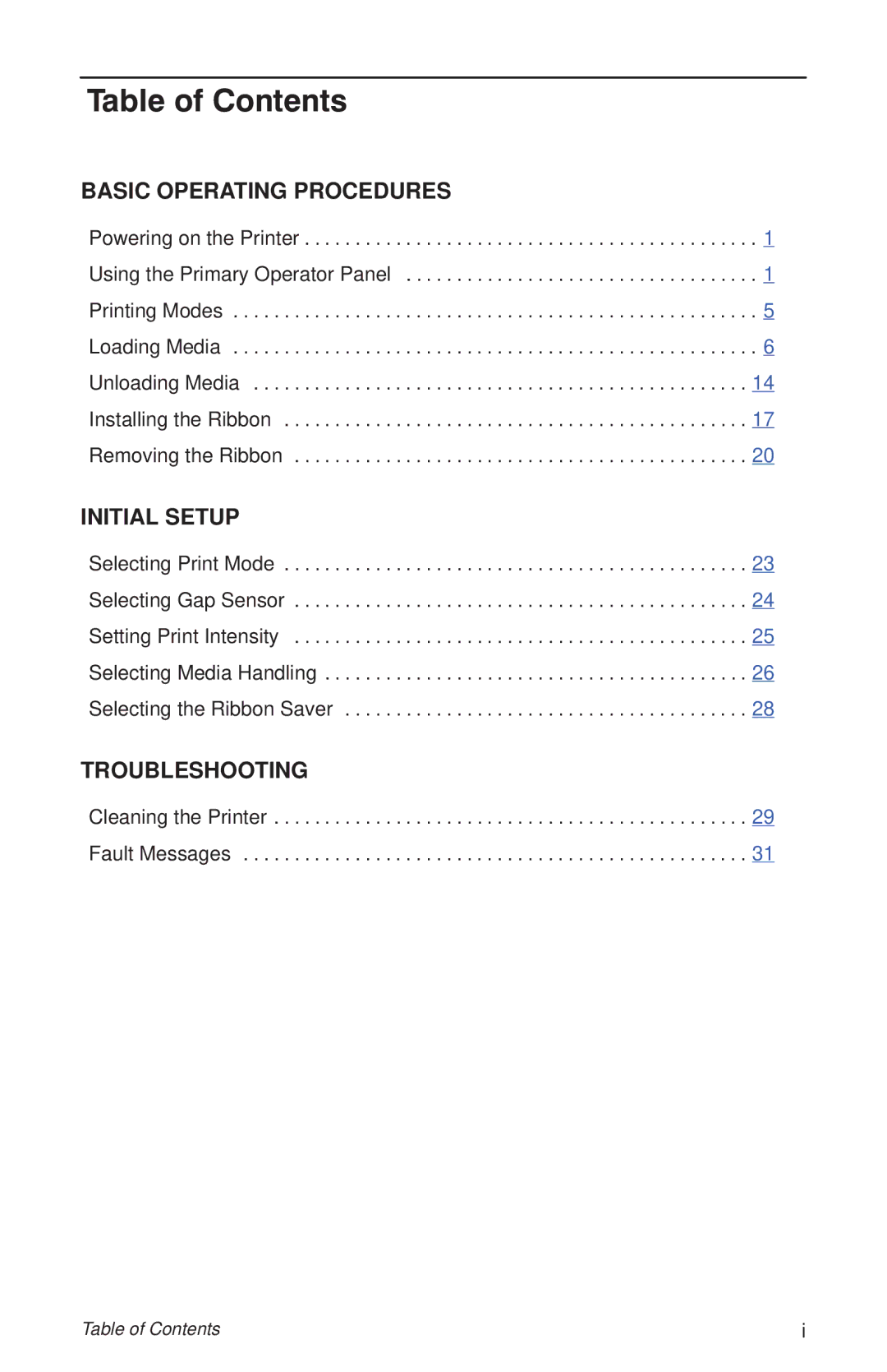 HP T3204 manual Table of ontents, Basic Operating Procedures 