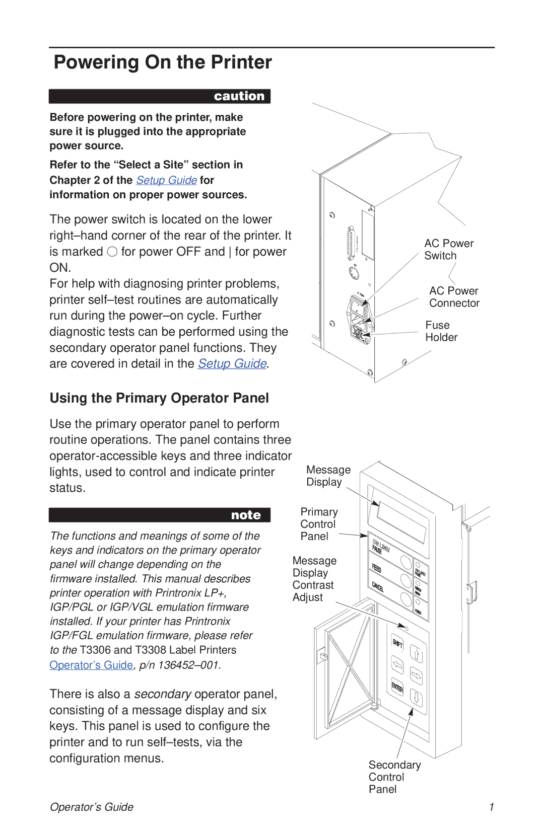 HP T3204 manual Powering On the Printer, Aution 