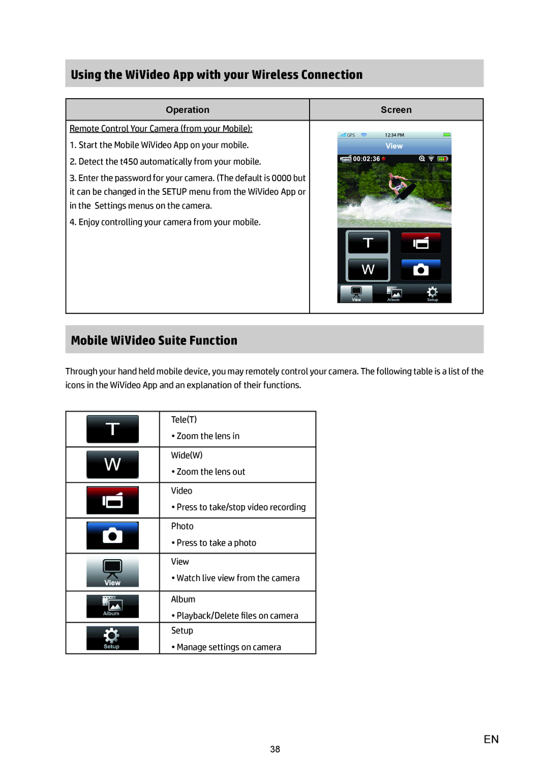 HP T450 manual Using the WiVideo App with your Wireless Connection, Mobile WiVideo Suite Function 