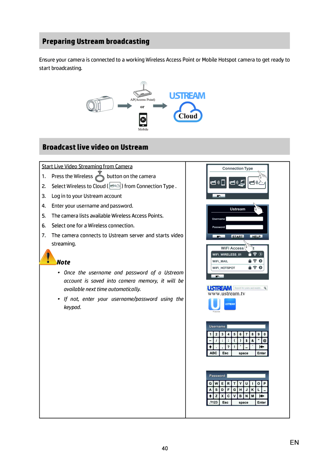 HP T450 manual Preparing Ustream broadcasting, Broadcast live video on Ustream 