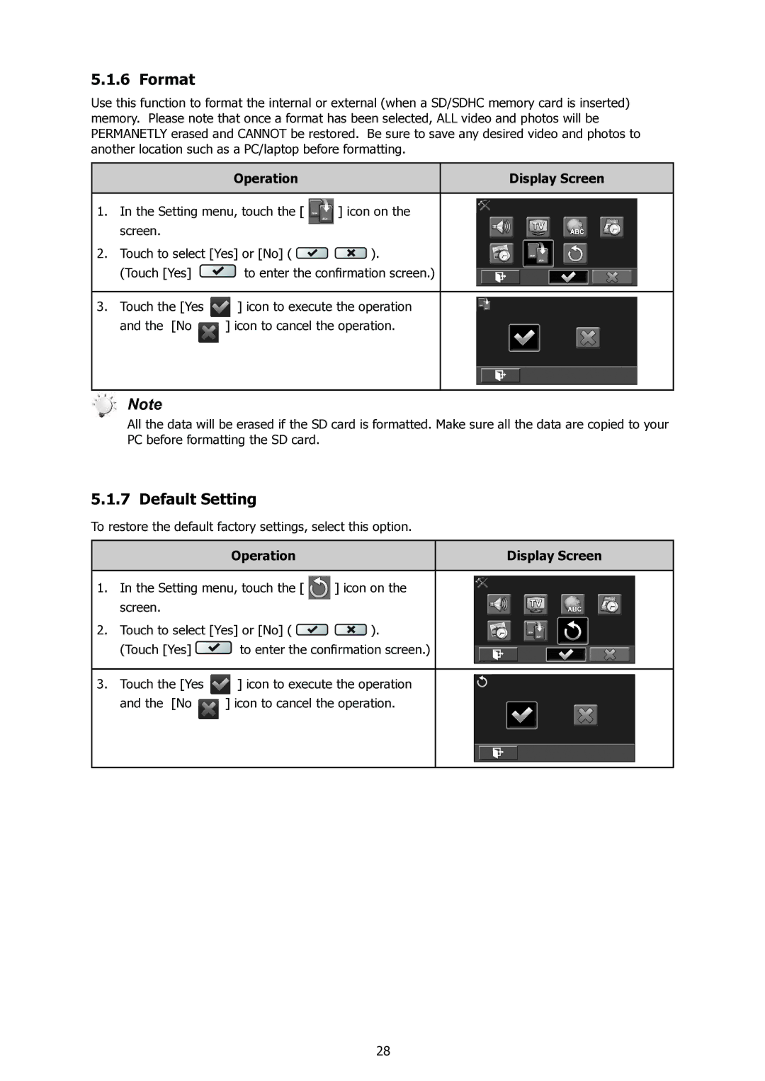 HP t500 manual Format, Default Setting 