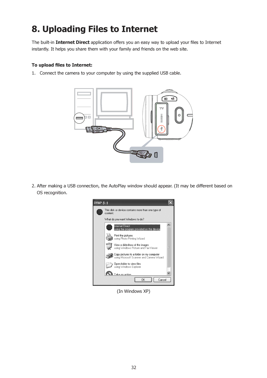 HP t500 manual Uploading Files to Internet, To upload files to Internet 