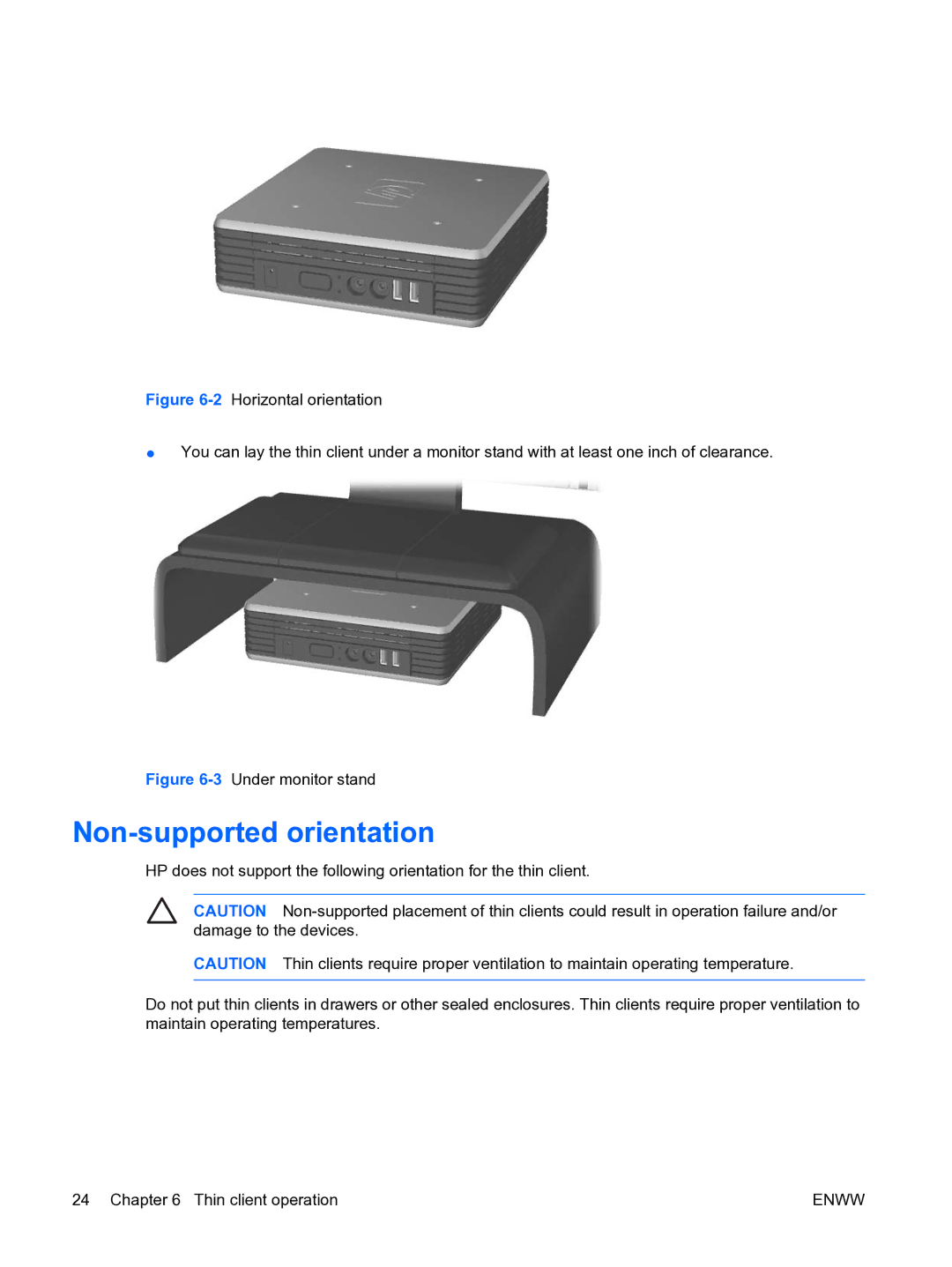 HP t5135 manual Non-supported orientation, 3Under monitor stand 