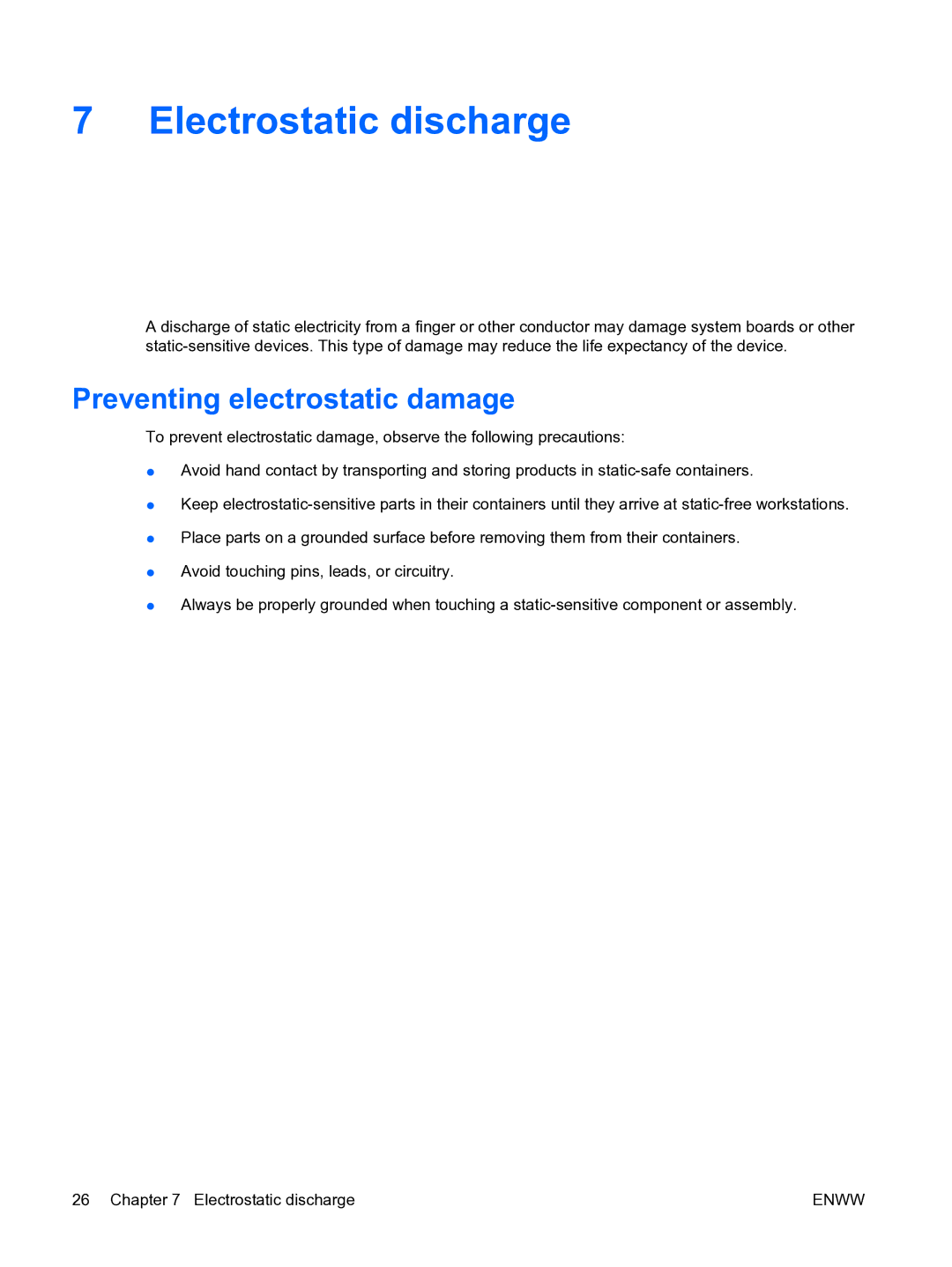 HP t5135 manual Electrostatic discharge, Preventing electrostatic damage 