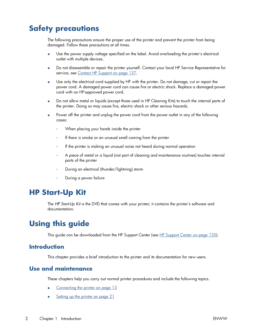 HP T520 manual Safety precautions, HP Start-Up Kit, Using this guide, Introduction, Use and maintenance 