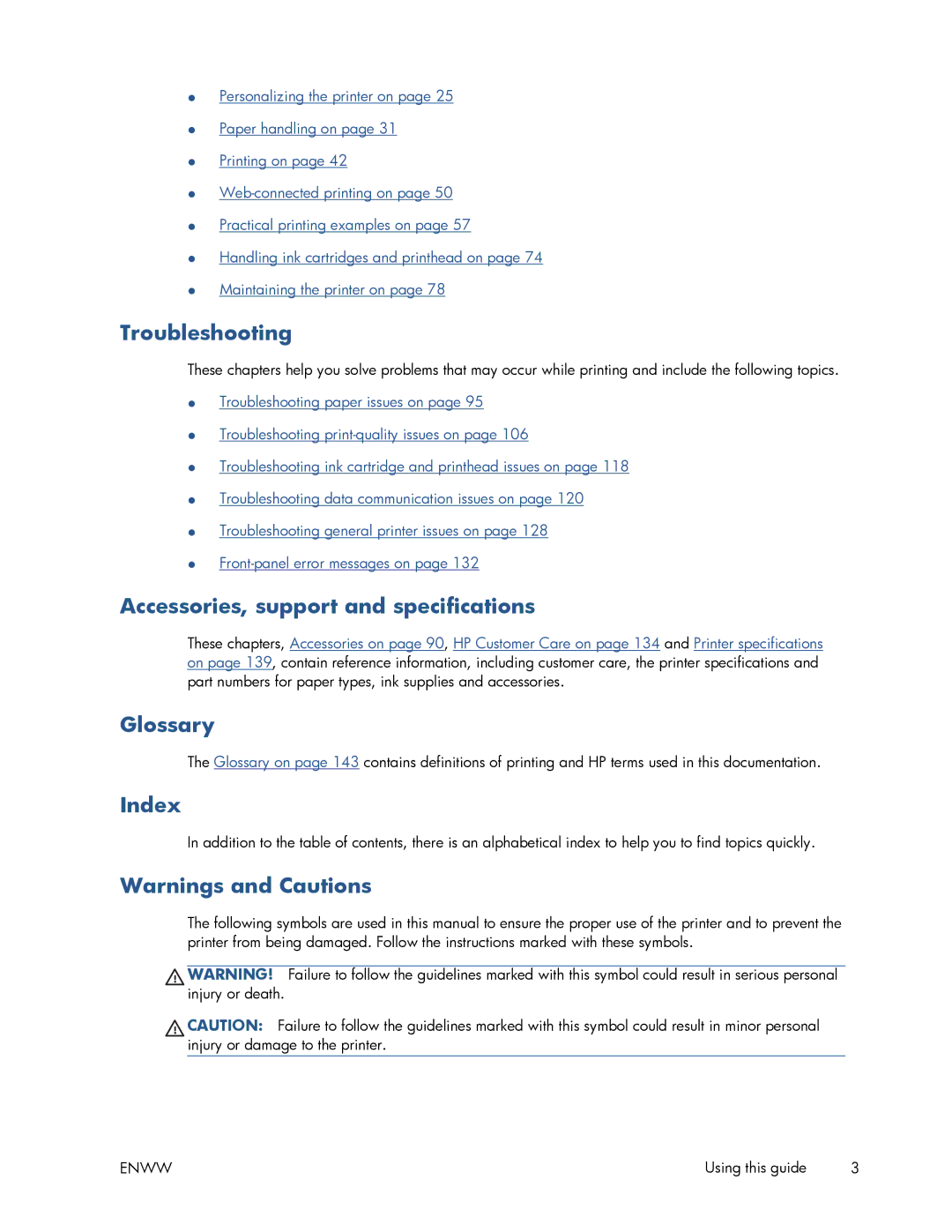 HP T520 manual Troubleshooting, Accessories, support and specifications, Glossary, Index 