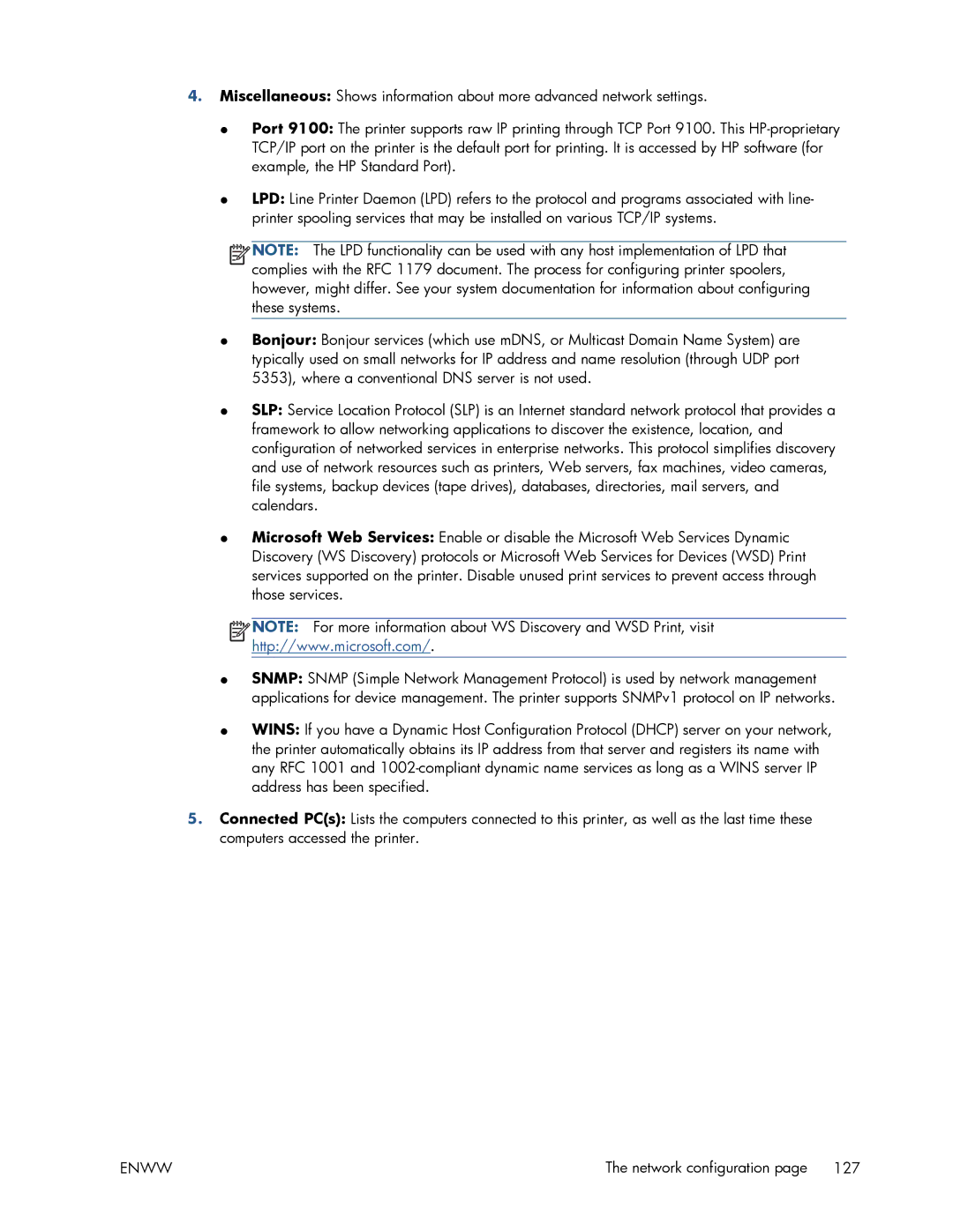 HP T520 manual Network configuration 