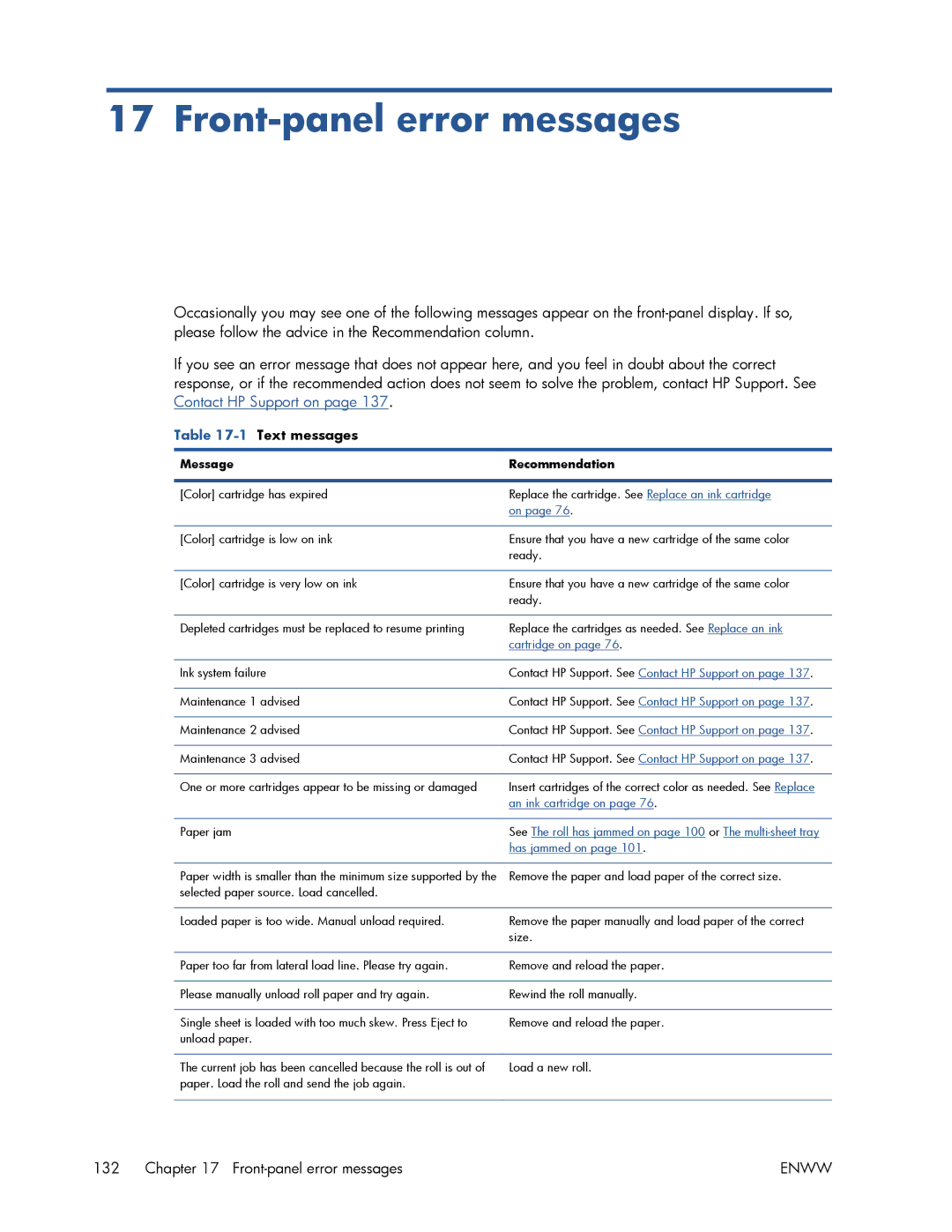 HP T520 manual Front-panel error messages, 1Text messages 