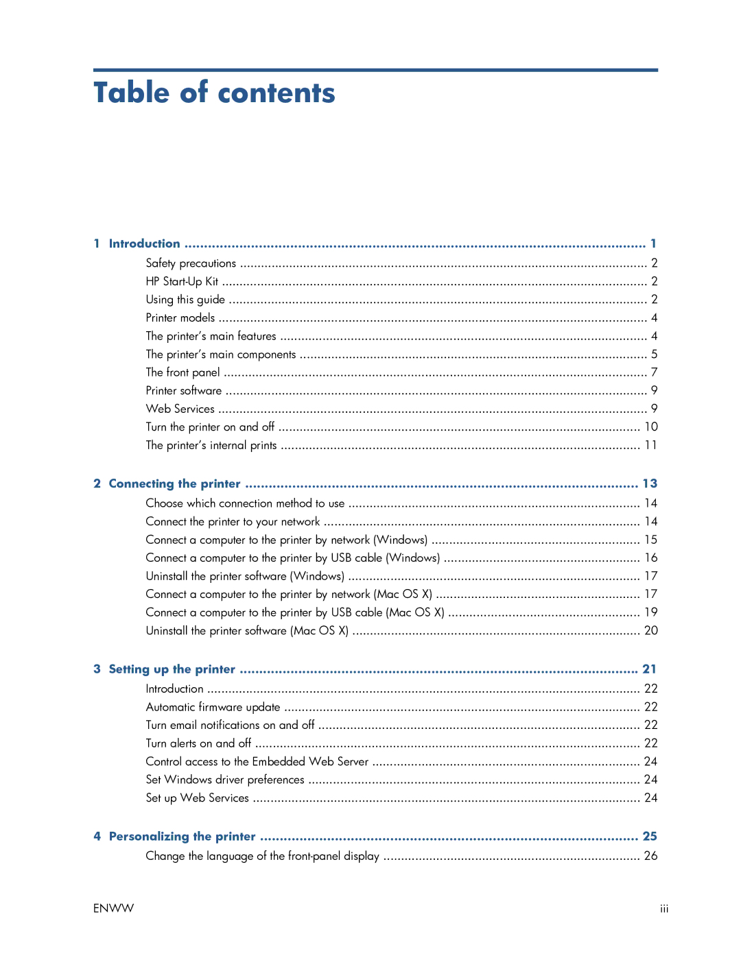 HP T520 manual Table of contents 