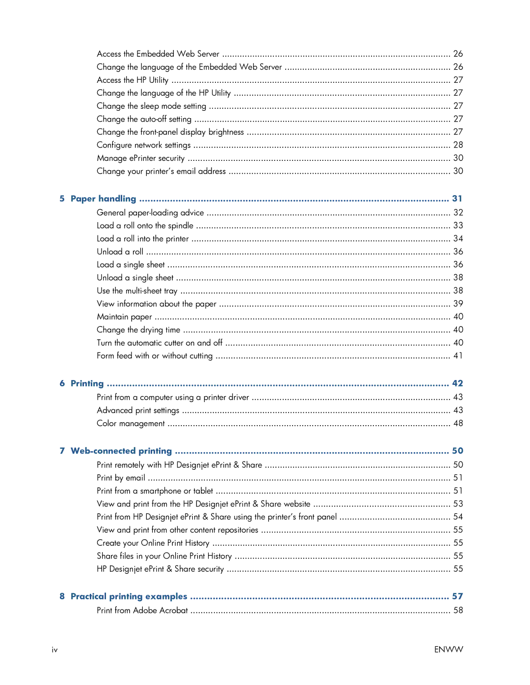 HP T520 manual Paper handling, Printing, Web-connected printing, Practical printing examples 