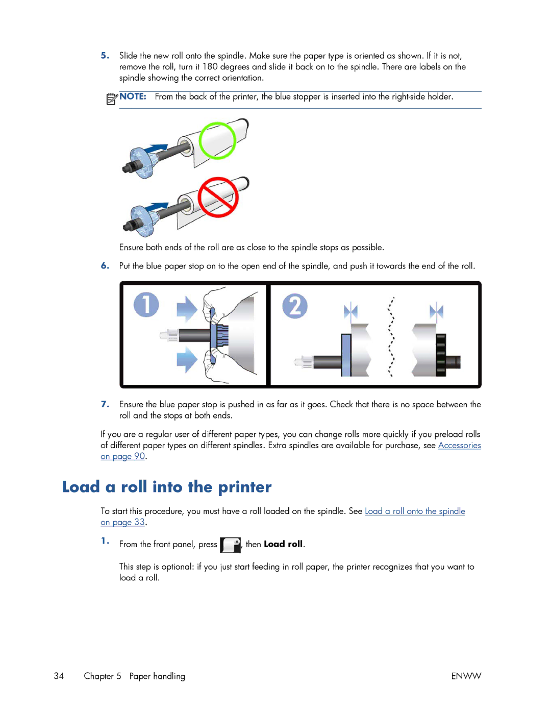 HP T520 manual Load a roll into the printer 