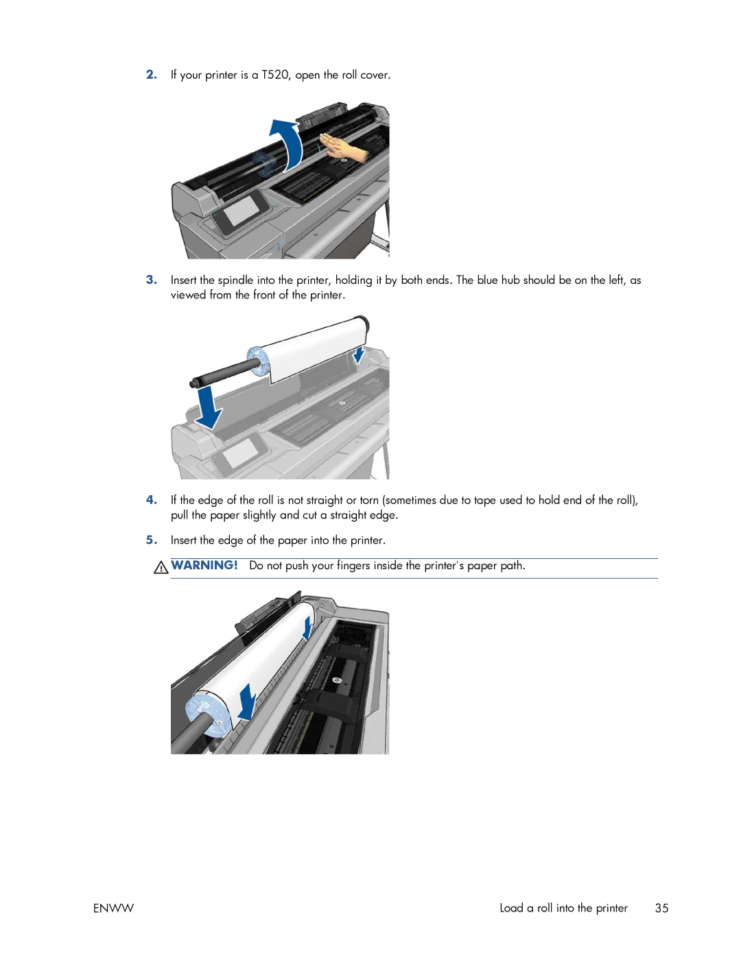 HP T520 manual Load a roll into the printer 