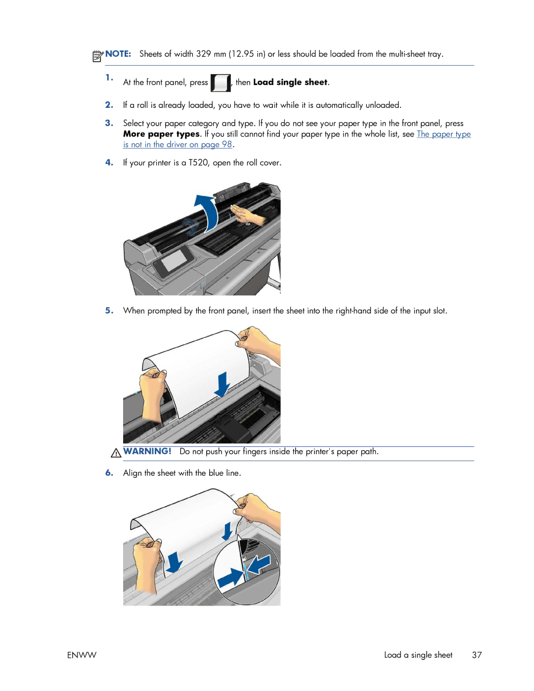 HP T520 manual Load a single sheet 