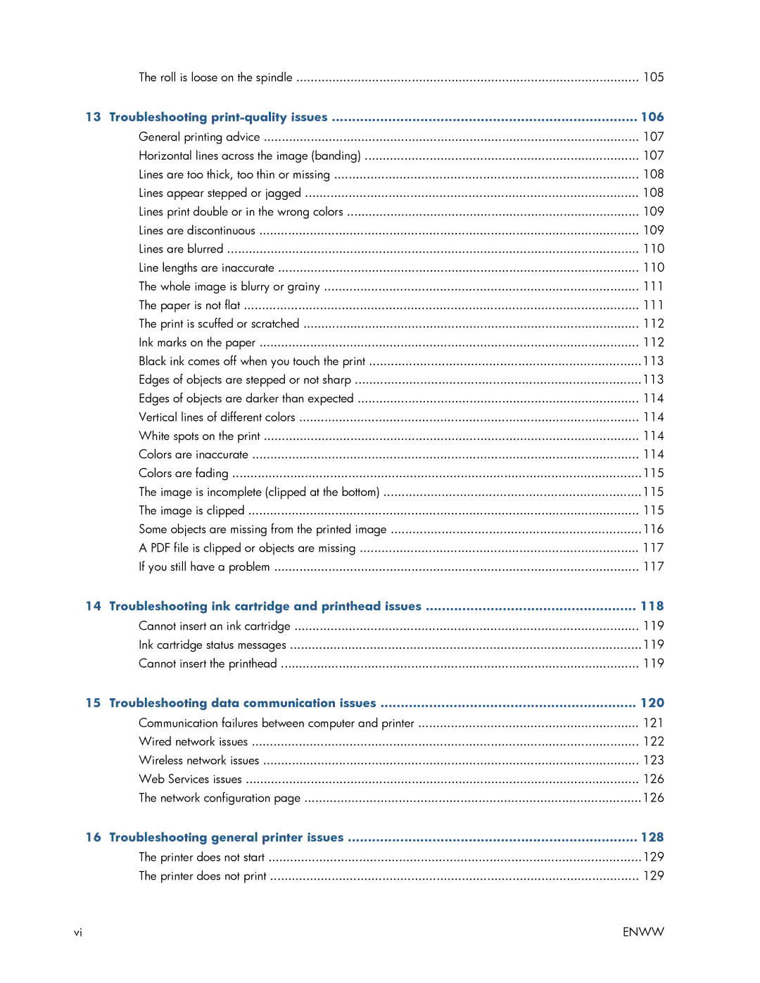 HP T520 manual Troubleshooting print-quality issues 106, Troubleshooting ink cartridge and printhead issues 118 