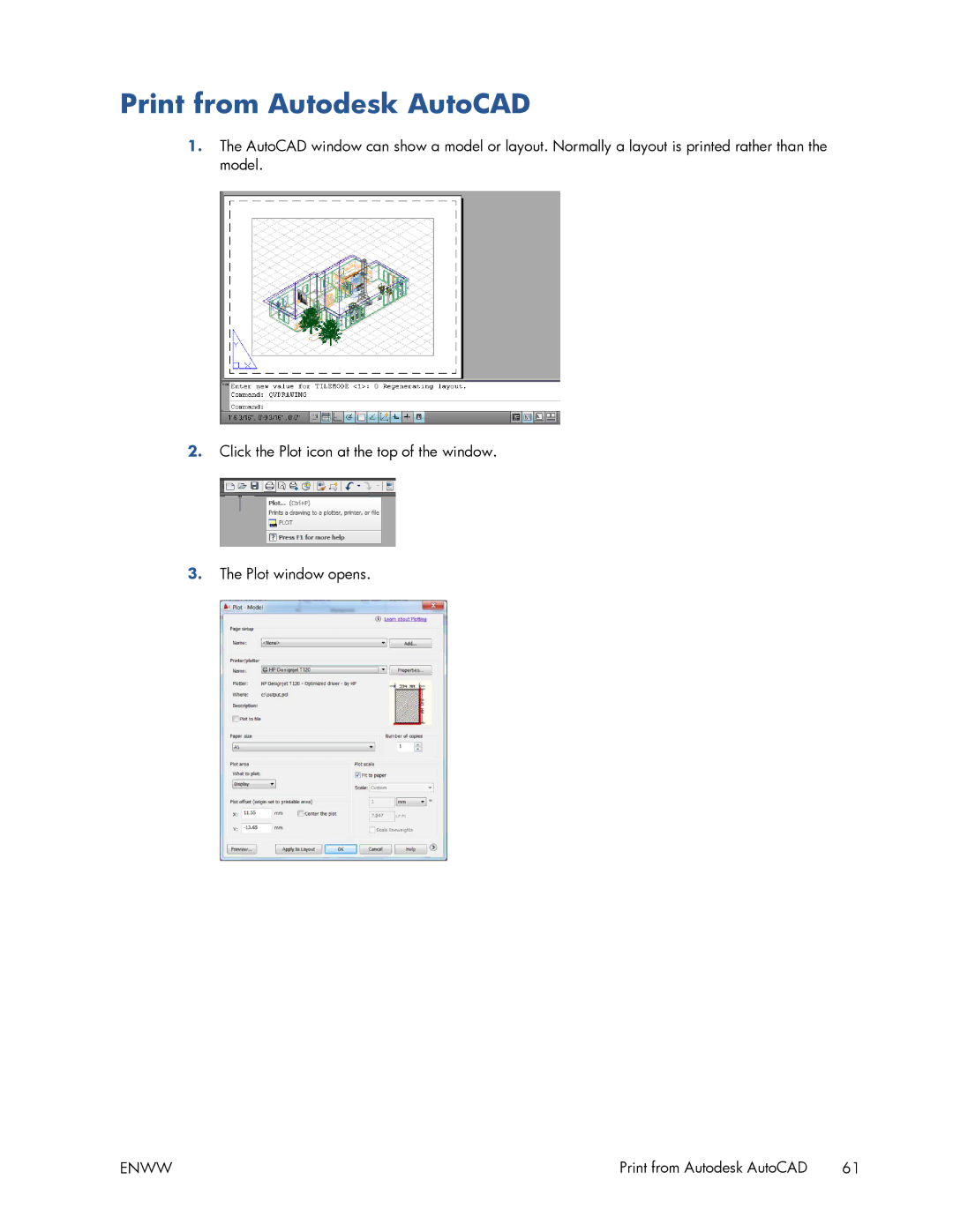 HP T520 manual Print from Autodesk AutoCAD 