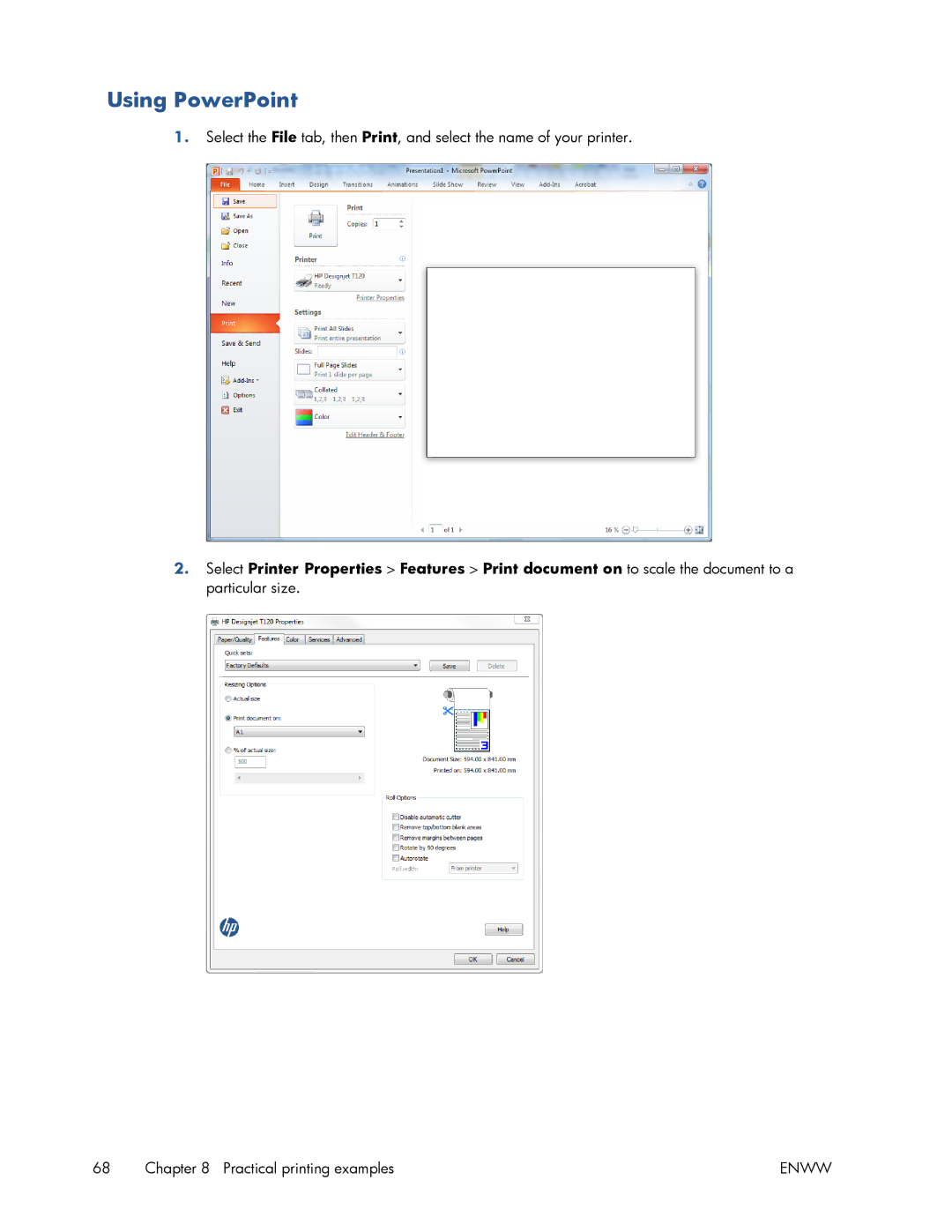 HP T520 manual Using PowerPoint 