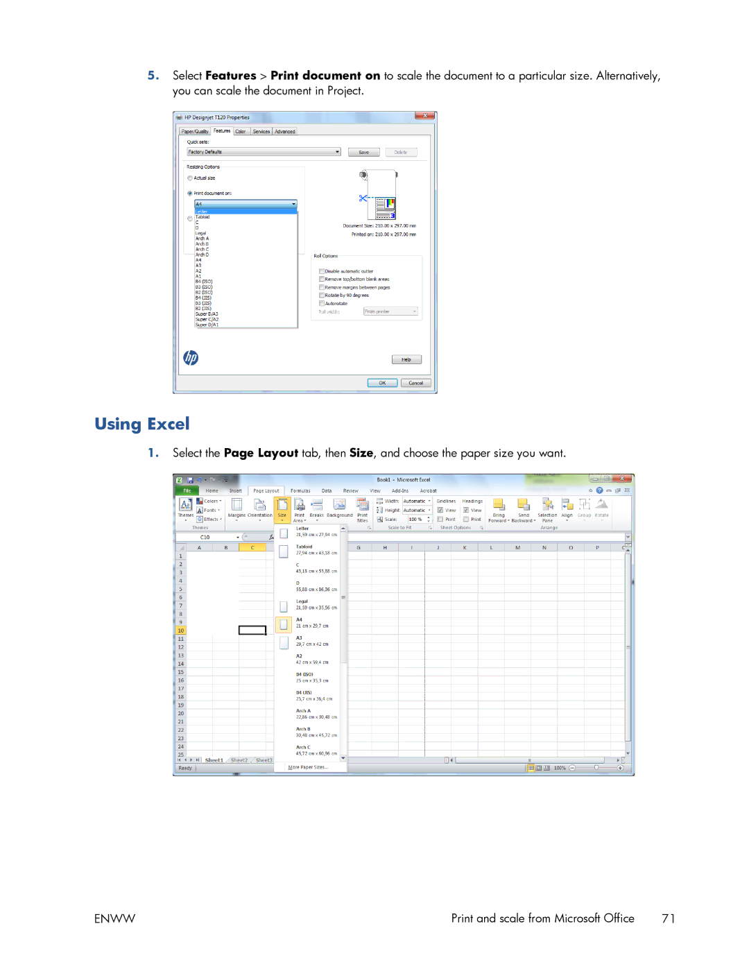 HP T520 manual Using Excel 