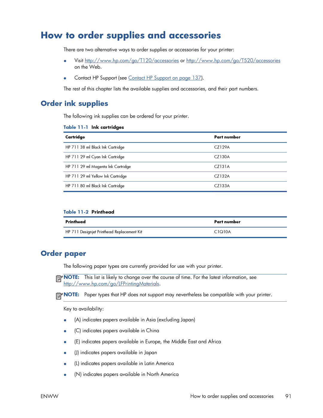 HP T520 manual How to order supplies and accessories, Order ink supplies, Order paper 