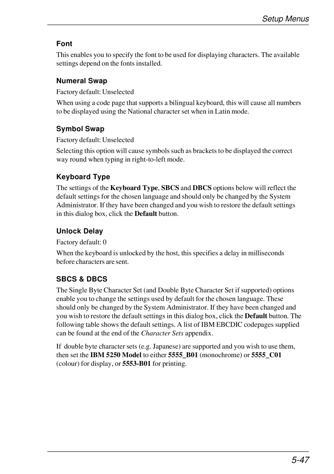 HP t5510 manual Keyboard Type, Sbcs & Dbcs 