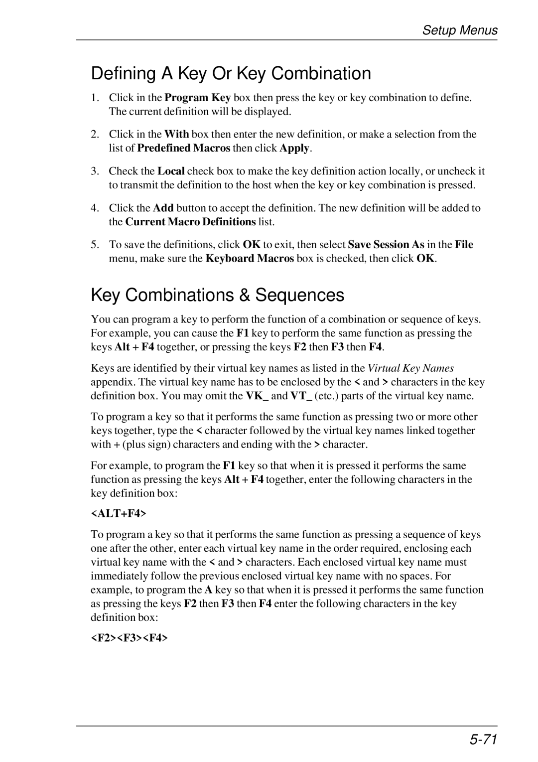 HP t5510 manual Defining a Key Or Key Combination 