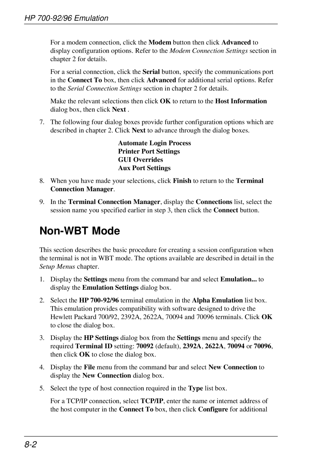 HP t5510 manual Non-WBT Mode 