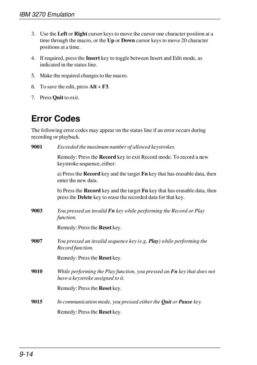 HP t5510 manual Error Codes, Exceeded the maximum number of allowed keystrokes 