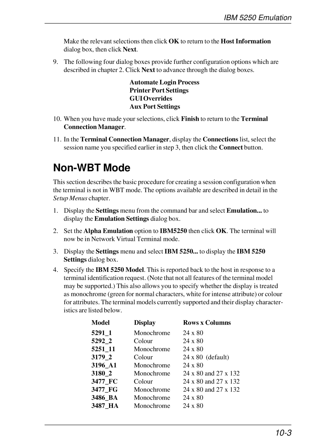 HP t5510 manual Non-WBT Mode, 10-3 