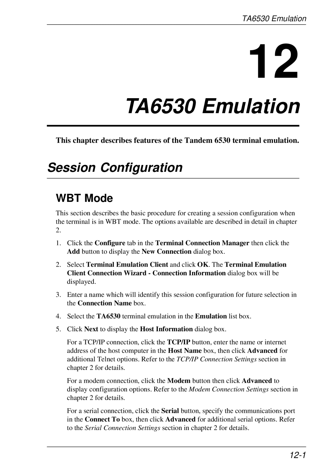 HP t5510 manual TA6530 Emulation, 12-1 